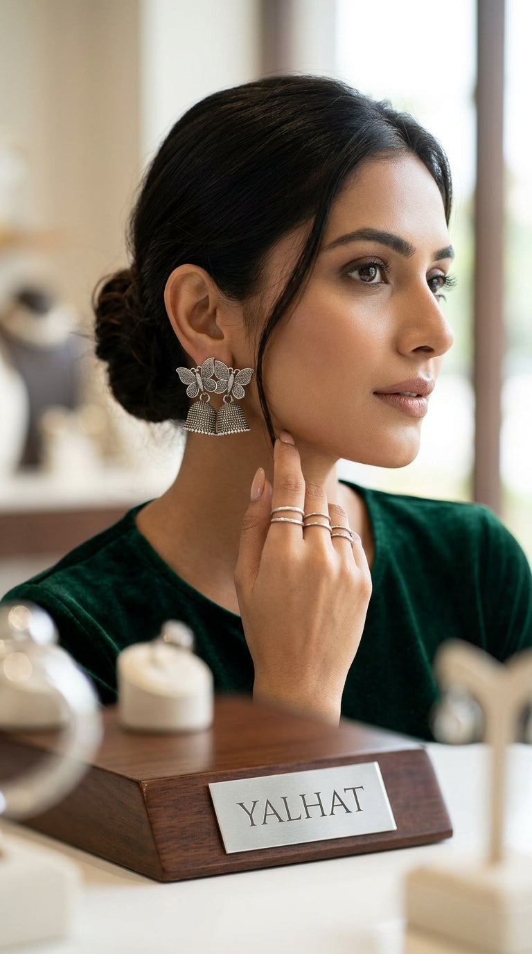 Butterfly Oxidised Earrings – Vintage Ethnic Boho Jewellery for Women | YALHAT