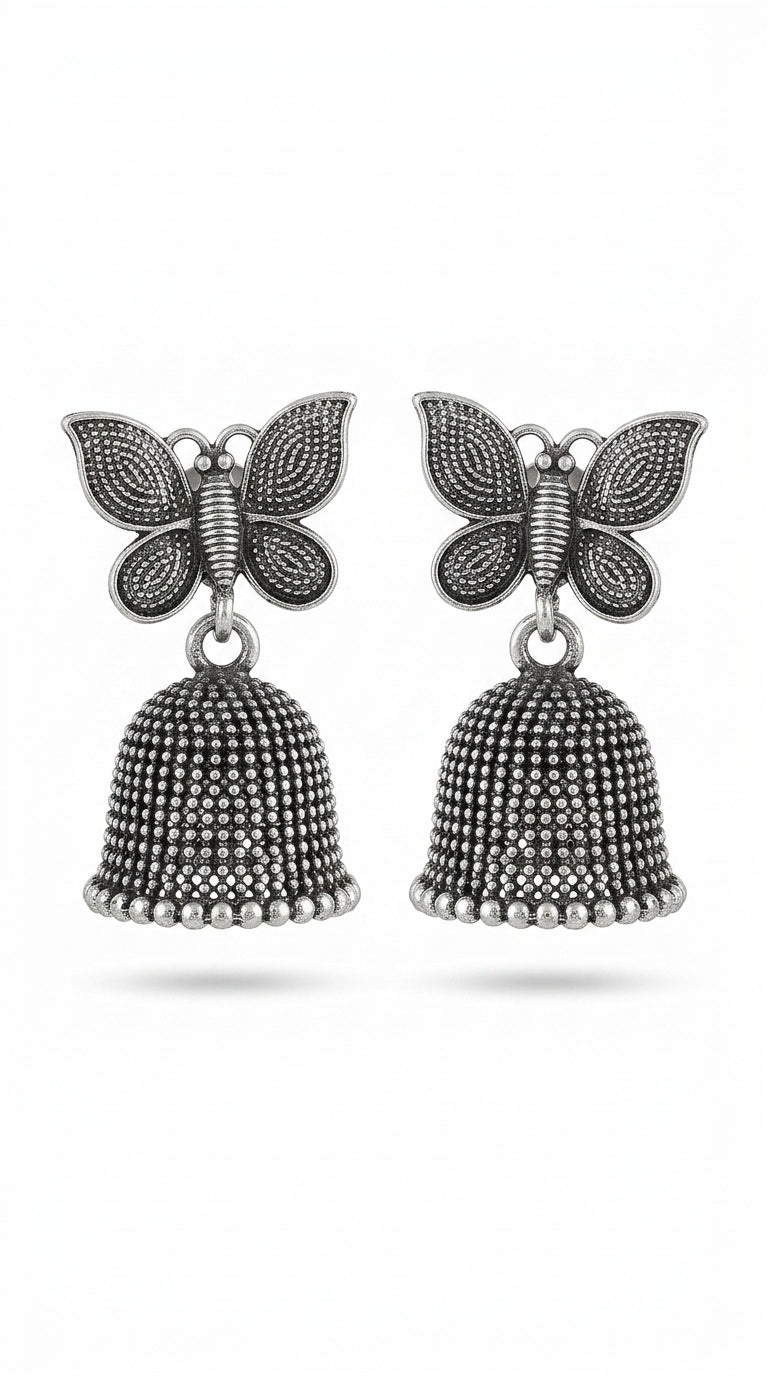 Butterfly Oxidised Earrings – Vintage Ethnic Boho Jewellery for Women | YALHAT
