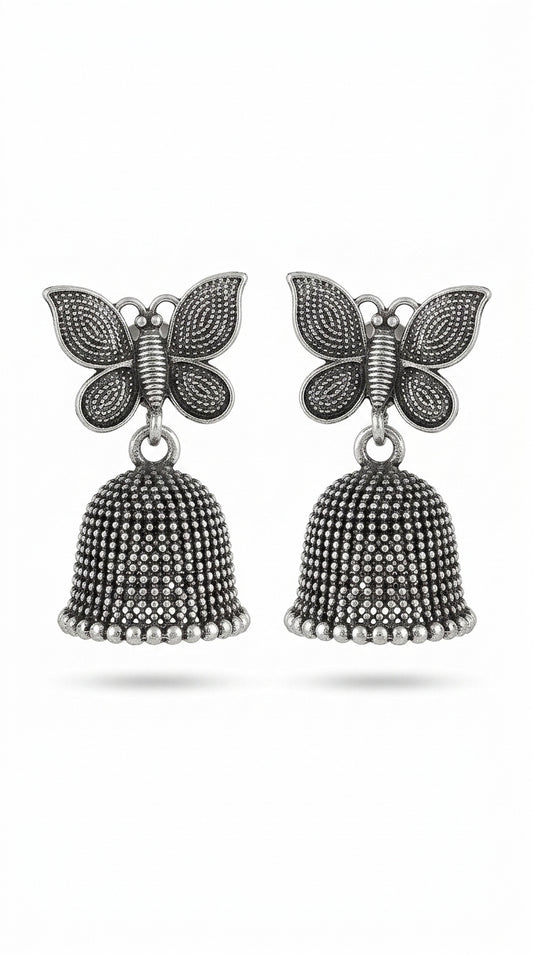 Butterfly Oxidised Earrings – Vintage Ethnic Boho Jewellery for Women | YALHAT