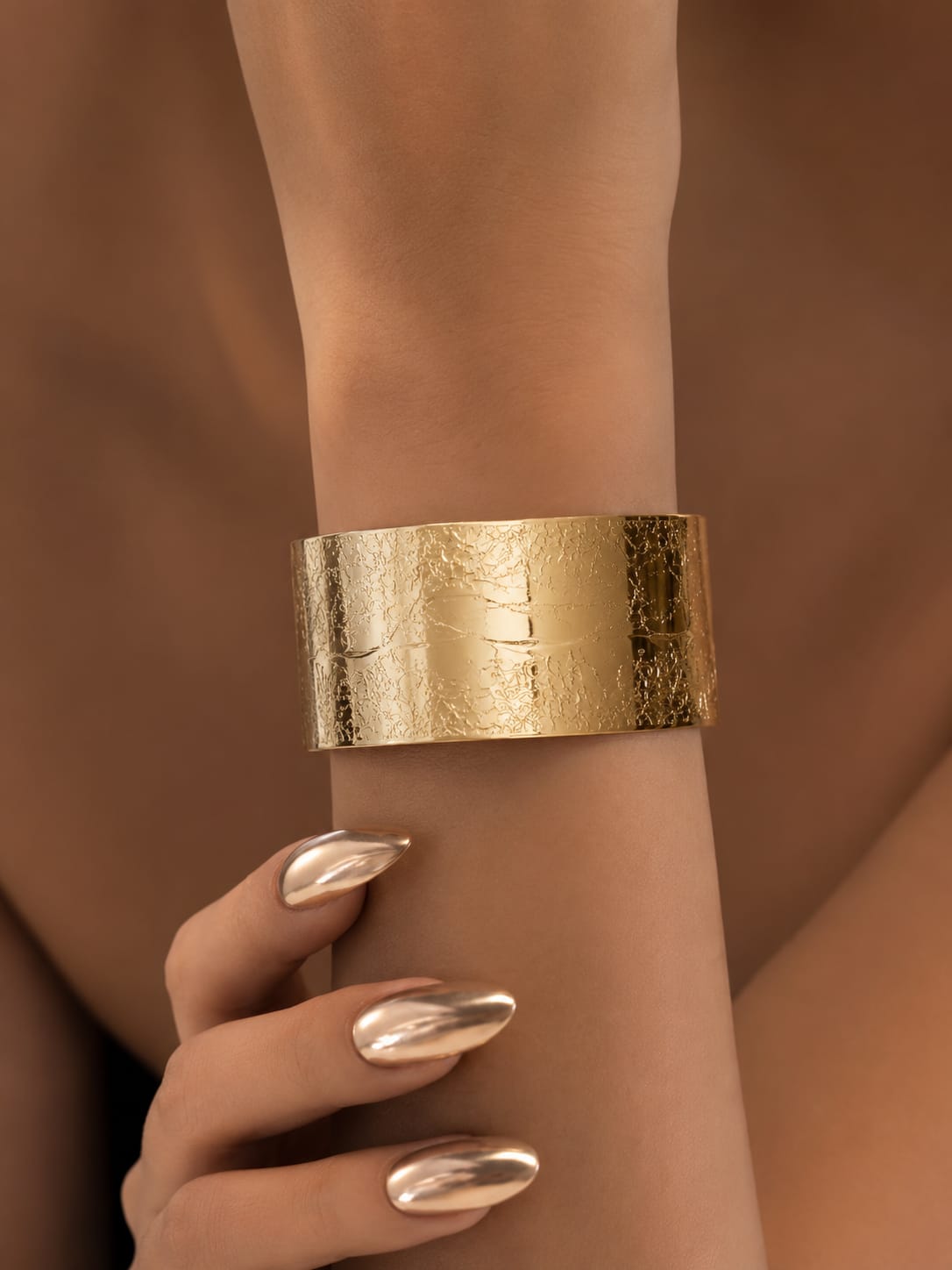 Yalhat Luxe Floral Gold Cuff Bracelet for Women | Adjustable Wide Statement Cuff | Anti-Tarnish Stainless Steel