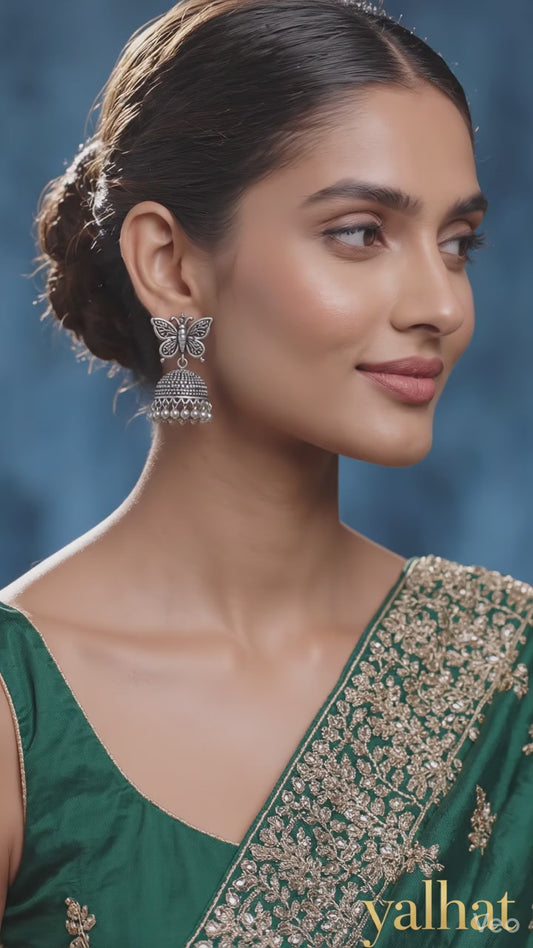 Butterfly Oxidised Earrings – Vintage Ethnic Boho Jewellery for Women | YALHAT