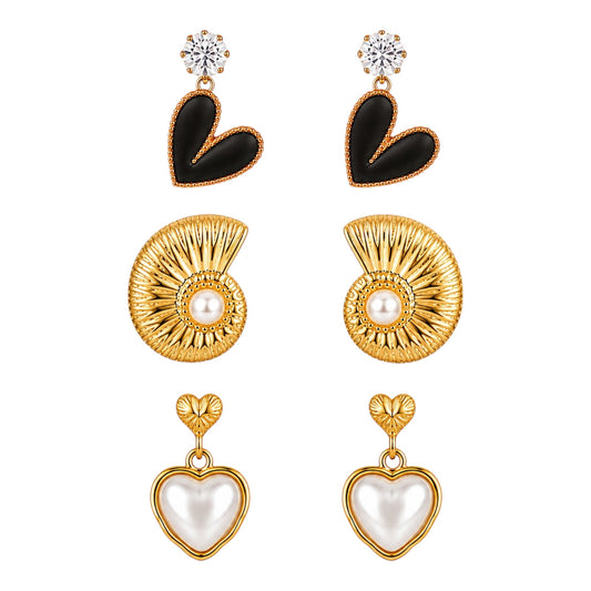 Black Heart Crystal Earrings for Women | 18K Gold Plated Anti Tarnish Waterproof Earrings | Yalhat