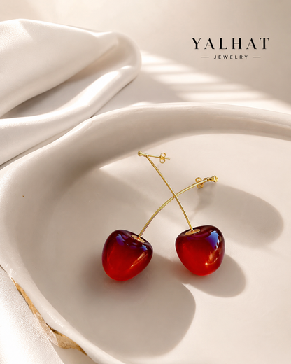 YALHAT red cherry drop earrings for women
Luxury cherry earrings aesthetic jewelry photography
Glossy red cherry gold plated earrings close-up
Minimalist cherry earrings luxury fashion accessory
Cute Korean style cherry drop earrings
Elegant red statement earrings by YALHAT
Designer cherry earrings on ceramic plate
Trendy aesthetic jewelry cherry earrings