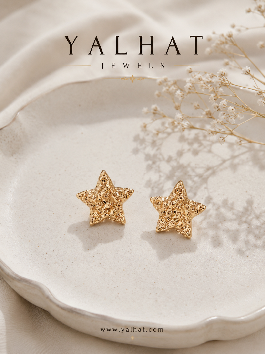 Yalhat Gold Plated Star Stud Earrings – Minimal Luxury Jewelry for Women